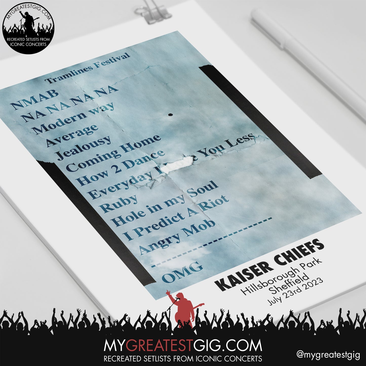 Kaiser Chiefs - Sheffield - July 23rd 2023 Recreated Setlist Poster