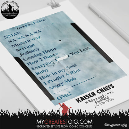 Kaiser Chiefs - Sheffield - July 23rd 2023 Recreated Setlist Poster