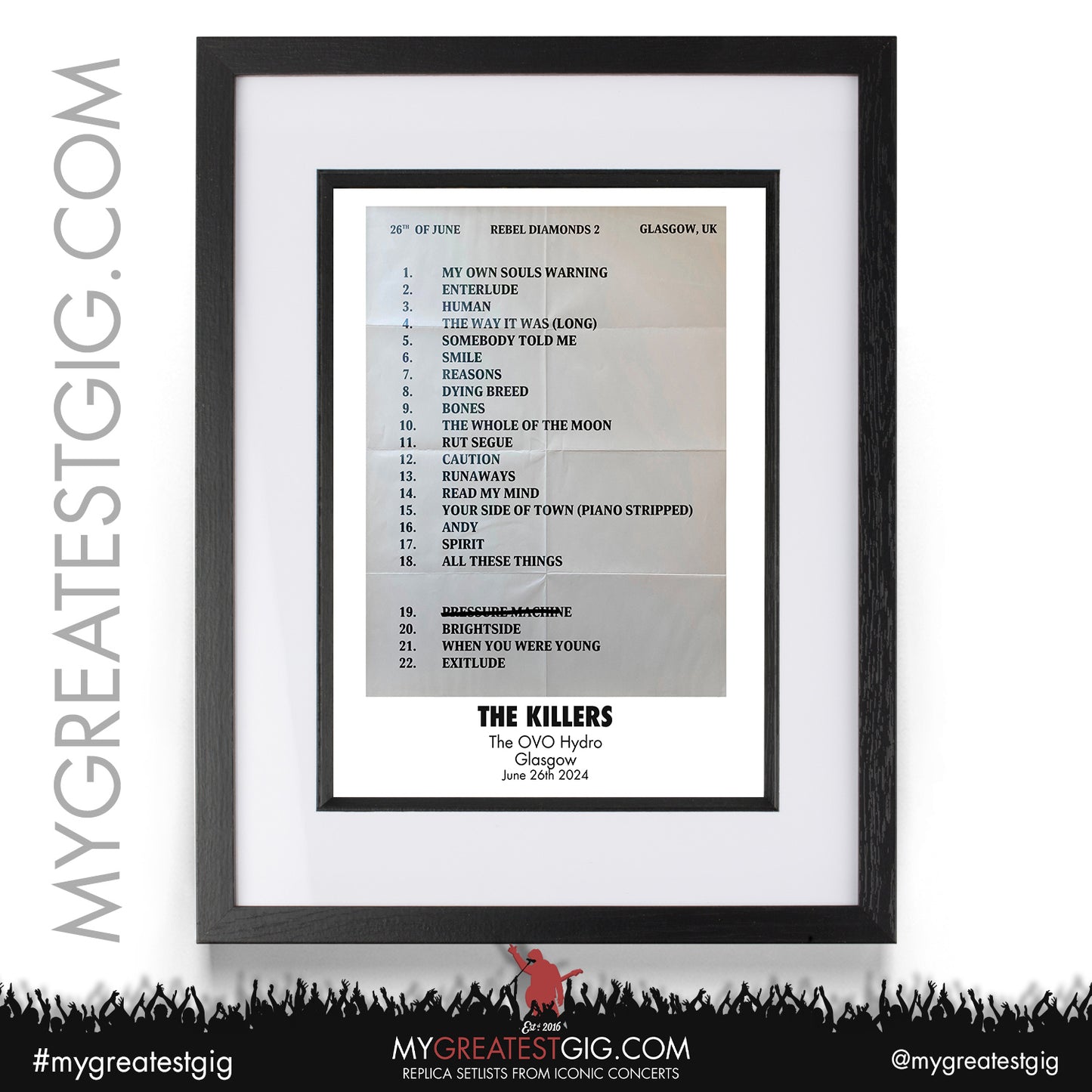 The Killers - Glasgow - June 25th/26th/27th 2024 Replica Setlist Posters