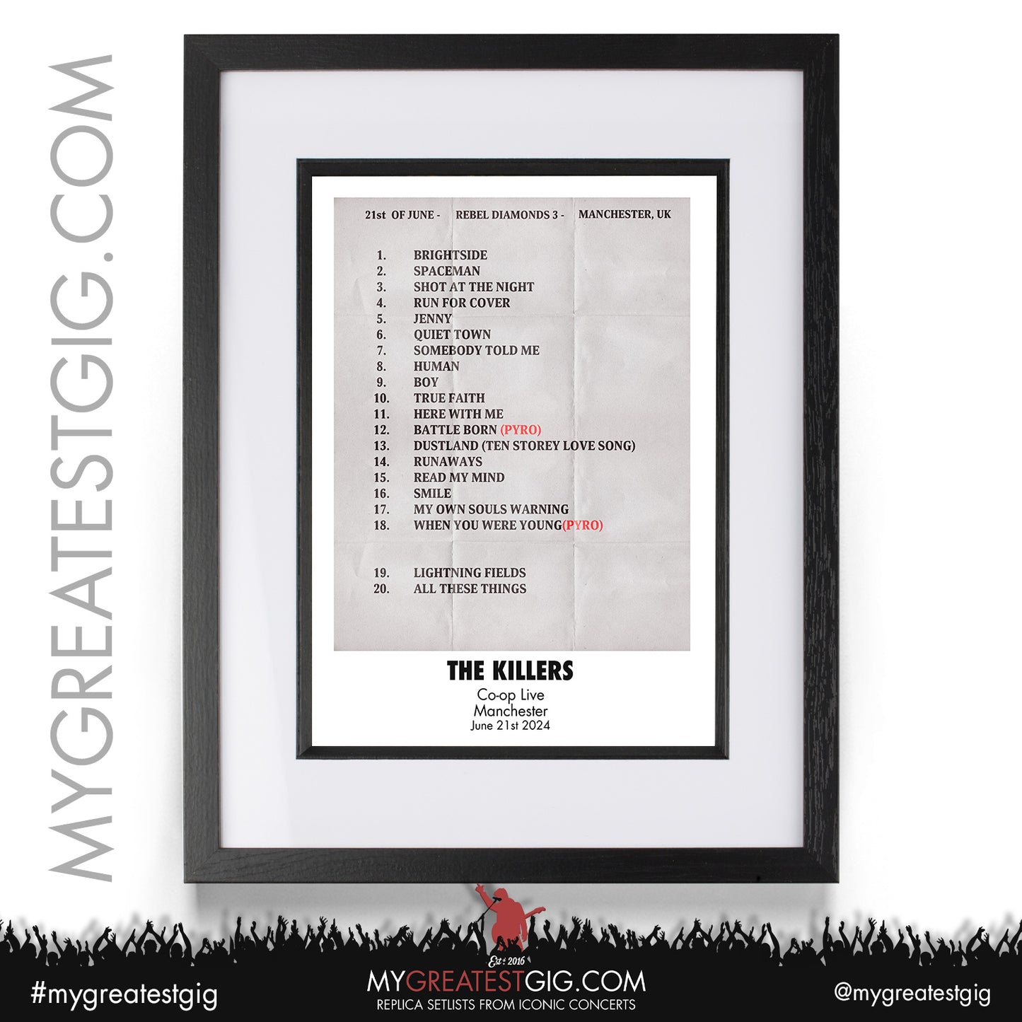 The Killers - Manchester - June 18th/19th/21st/22nd 2024 Replica Setlist Posters