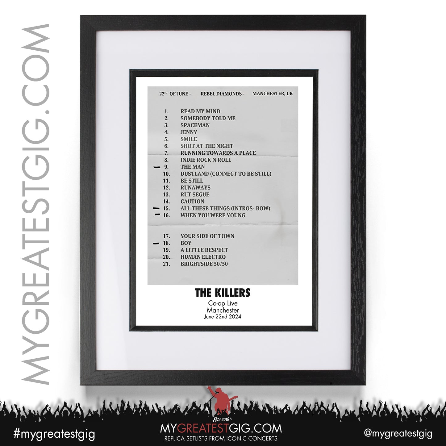 The Killers - Manchester - June 18th/19th/21st/22nd 2024 Replica Setlist Posters