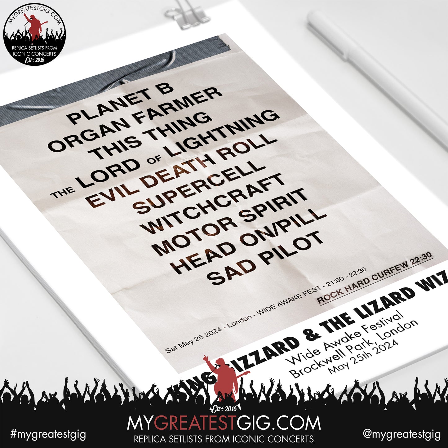 King Gizzard & The Lizard Wizard - London - May 25th 2024 Replica Setlist Poster
