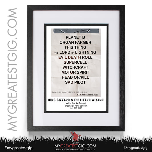 King Gizzard & The Lizard Wizard - London - May 25th 2024 Replica Setlist Poster