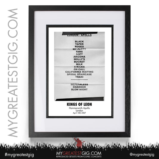 Kings Of Leon - London - April 18th 2007 Recreated Setlist Poster