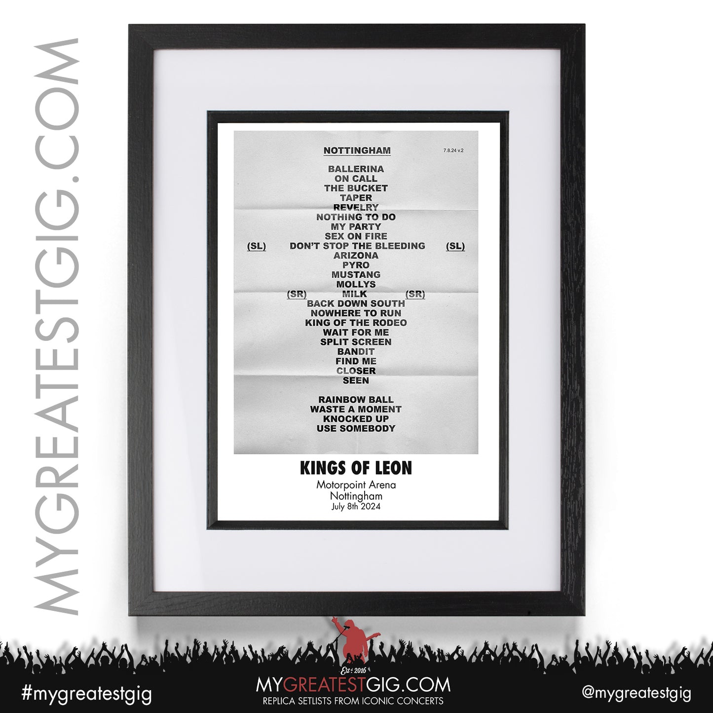 Kings Of Leon - Nottingham - July 8th 2024 Replica Setlist Poster