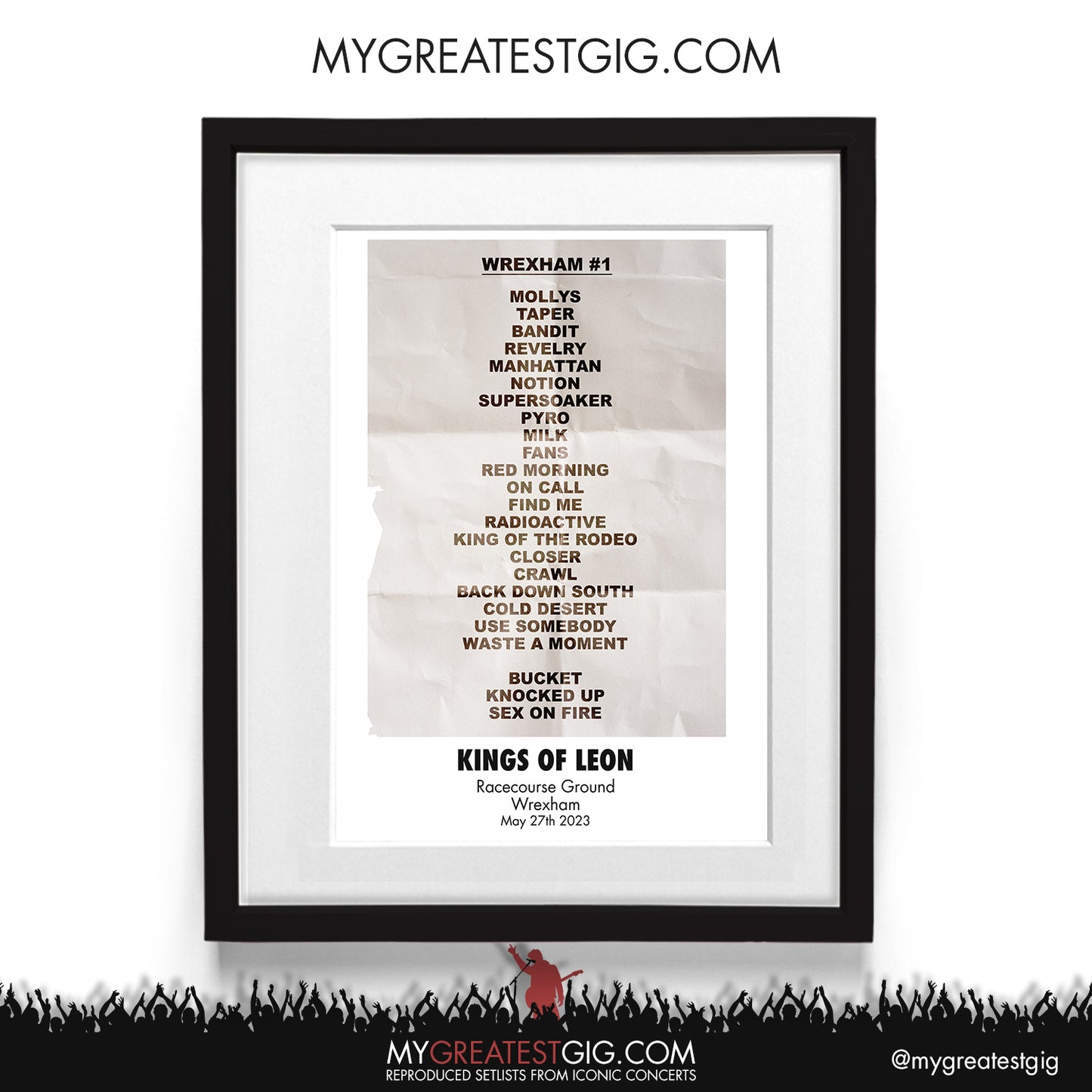 Kings Of Leon - Wrexham - May 27th 2022 Recreated Setlist Poster