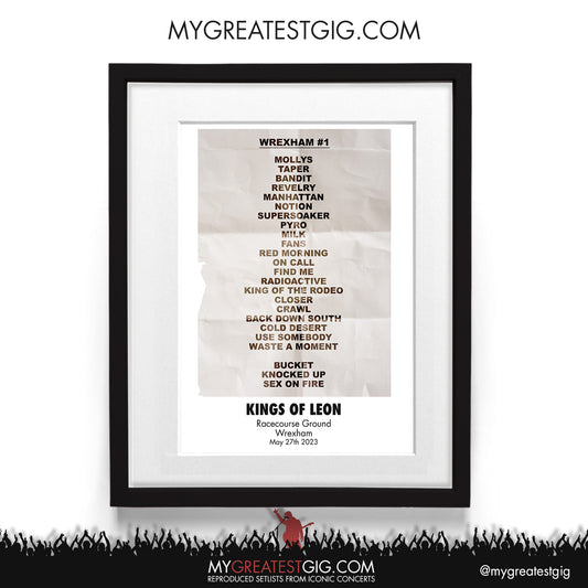 Kings Of Leon - Wrexham - May 27th 2022 Recreated Setlist Poster