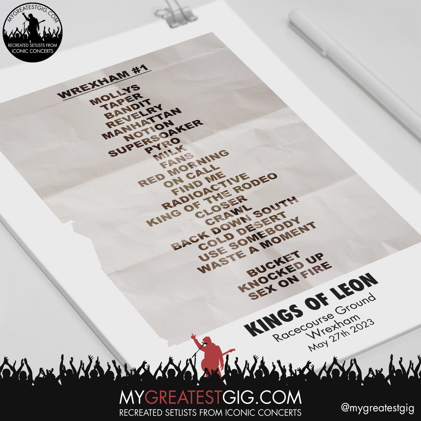 Kings Of Leon - Wrexham - May 27th 2022 Recreated Setlist Poster