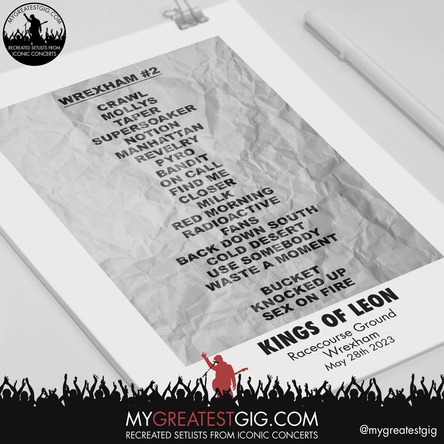 Kings Of Leon - Wrexham - May 28th 2022 Recreated Setlist Poster