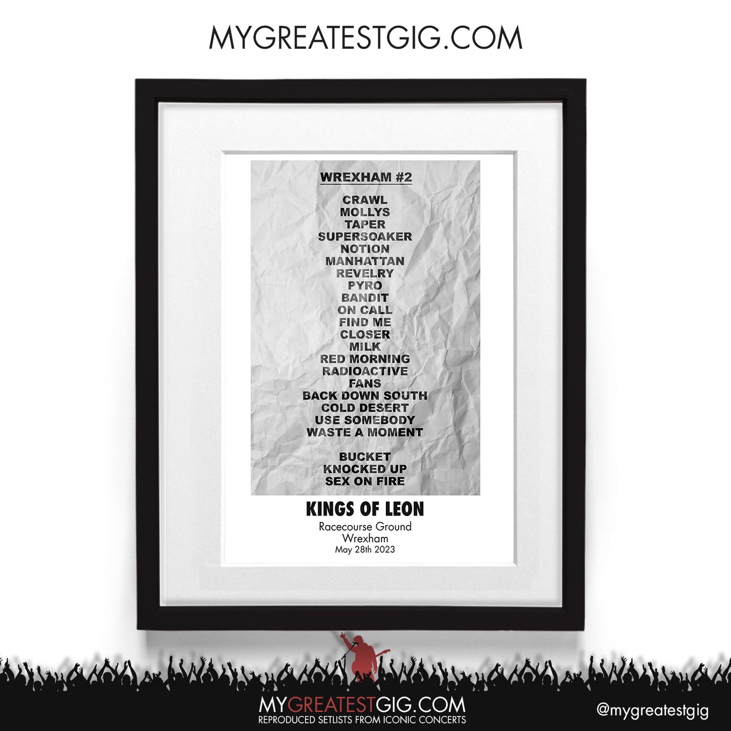 Kings Of Leon - Wrexham - May 28th 2022 Recreated Setlist Poster