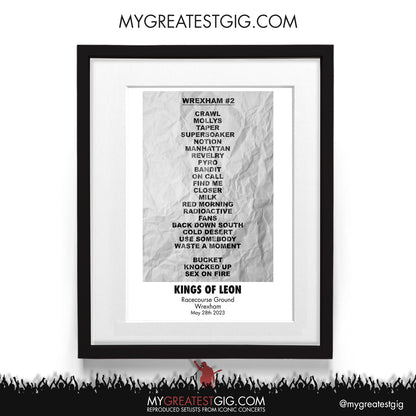 Kings Of Leon - Wrexham - May 28th 2022 Recreated Setlist Poster