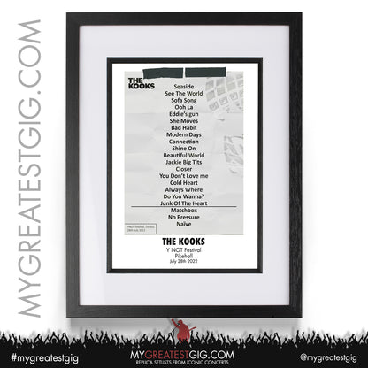The Kooks - Y NOT Festival - July 28th 2022 Replica Setlist Poster