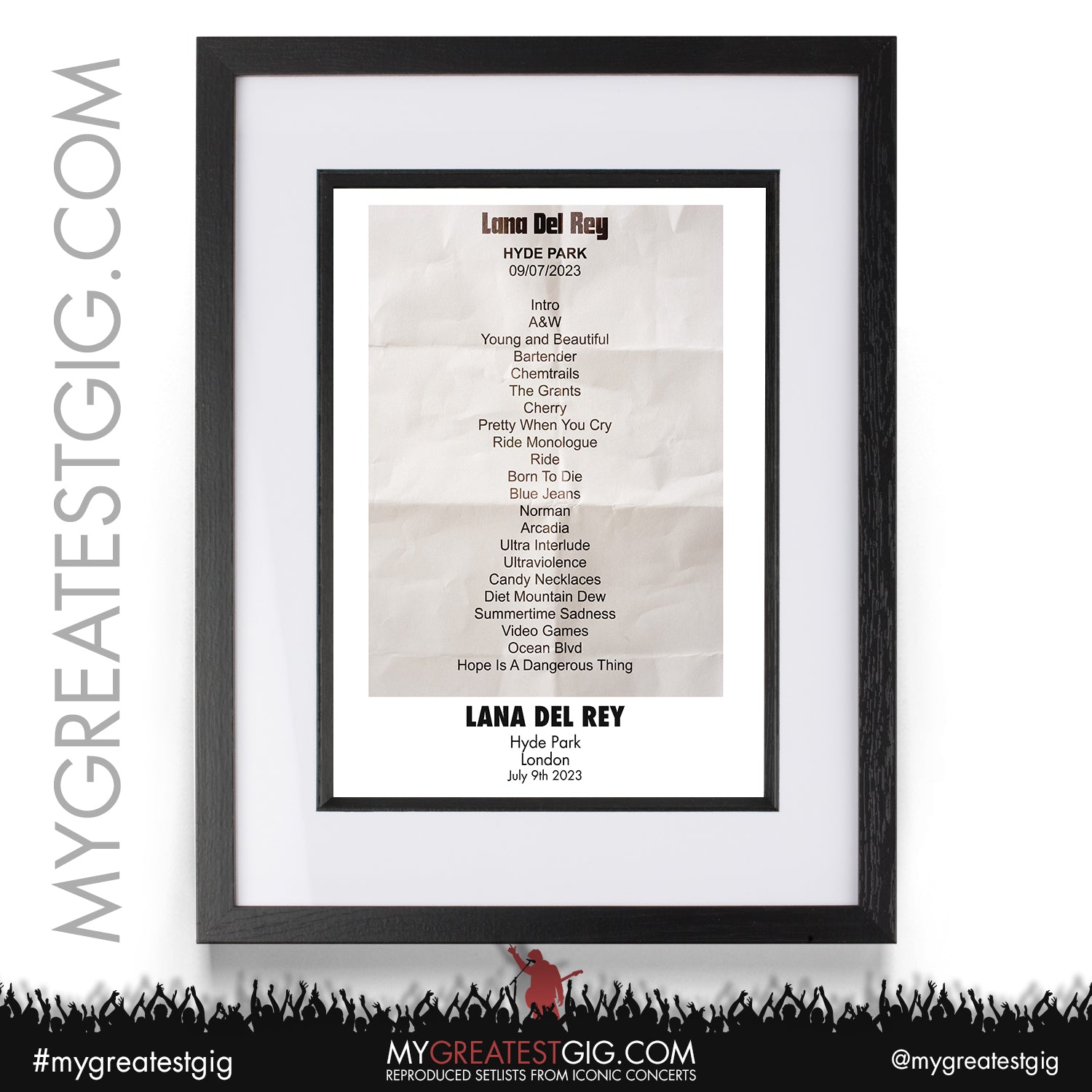 Lana Del Rey London July 9th 2023 Recreated Setlist Poster My