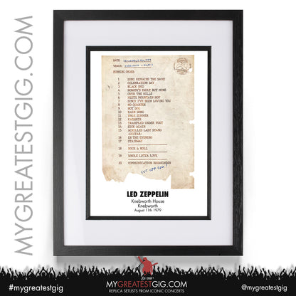 Led Zeppelin - Knebworth - Aug 4th/11th 1979 Replica Set List Posters