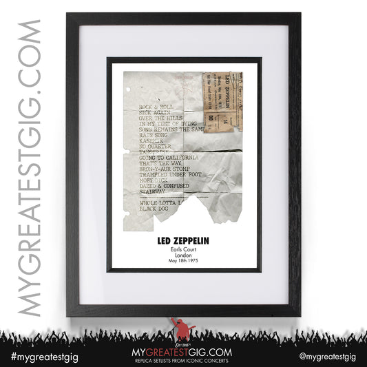 Led Zeppelin - London - May 18th 1975 Replica Setlist Poster