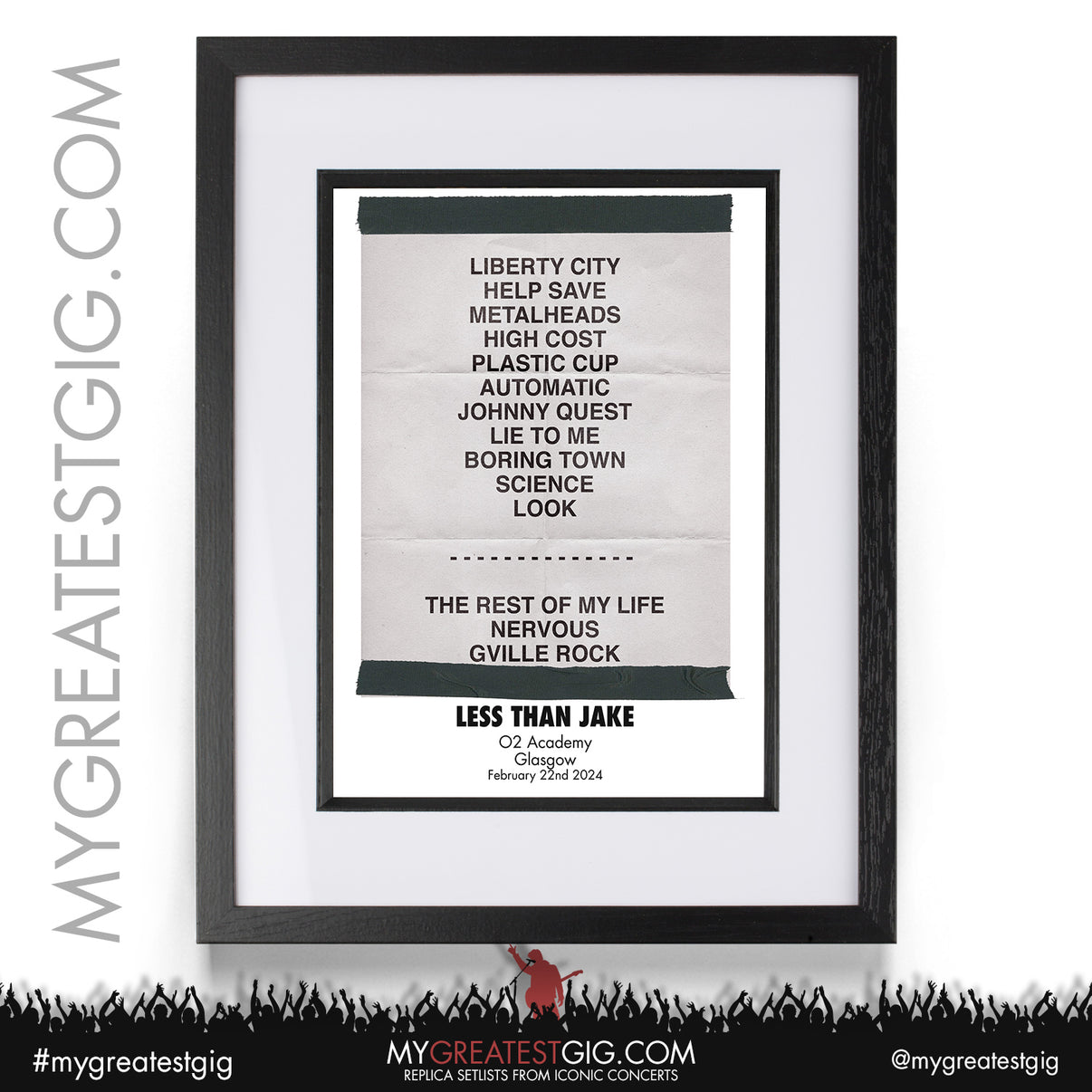 Less Than Jake Glasgow February 22nd 2024 Replica Setlist Poster