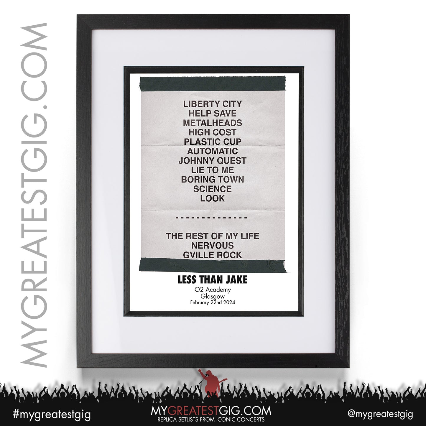 Less Than Jake - Glasgow - February 22nd 2024 Replica Setlist Poster