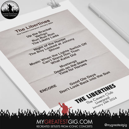 The Libertines - Liverpool - January 24th 2024 Replica Setlist Poster