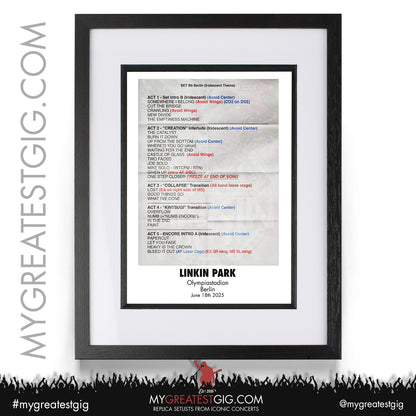 Linkin Park - From Zero World Tour 2025 - Replica Setlist Posters