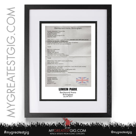 Linkin Park - Birmingham - July 6th 2017 Replica Setlist Poster
