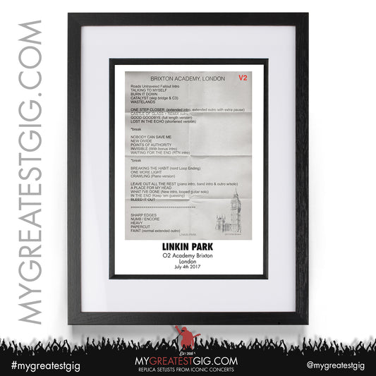 Linkin Park - Brixton - July 4th 2017 Replica Setlist Poster