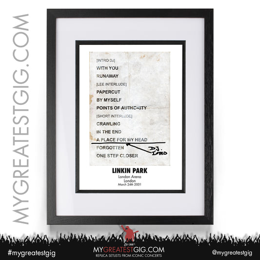 Linkin Park - London Arena - March 24th 2001 Replica Setlist Poster