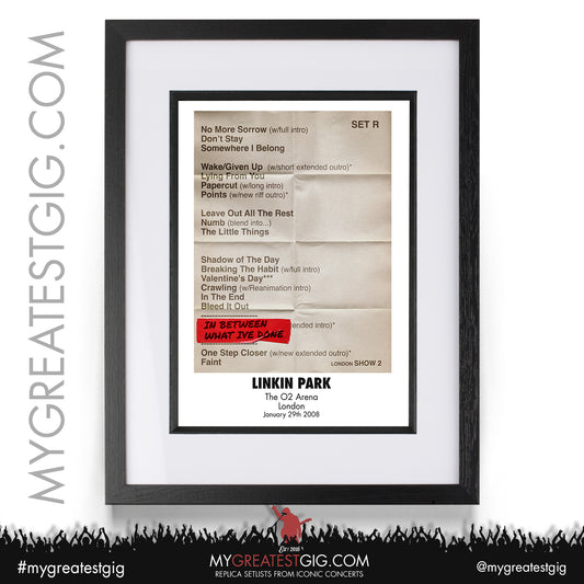 Linkin Park - London - January 29th 2008 Replica Setlist Poster