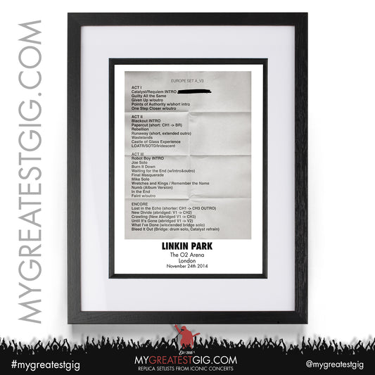 Linkin Park - London - November 23rd/24th 2014 Replica Setlist Poster