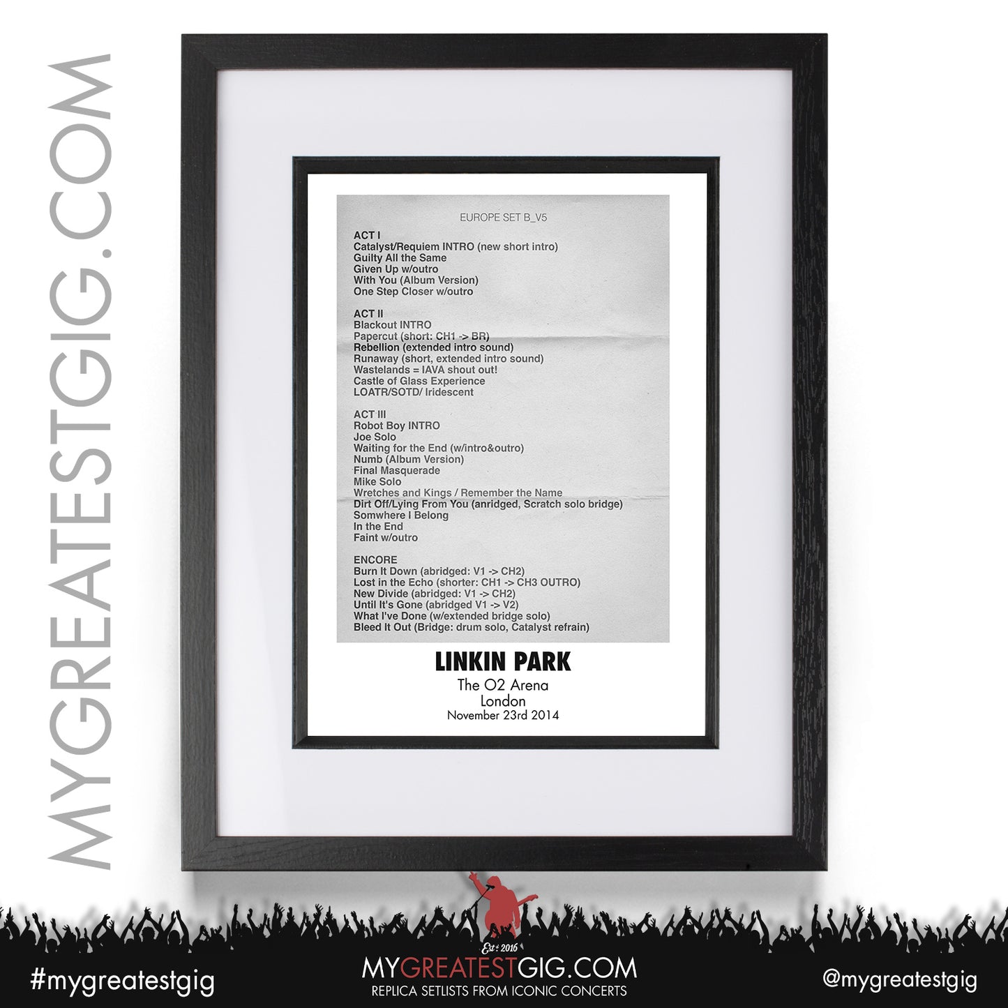 Linkin Park - London - November 23rd/24th 2014 Replica Setlist Poster
