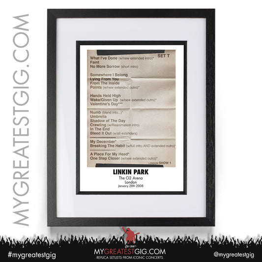 Linkin Park - London - January 28th 2008 Replica Setlist Poster