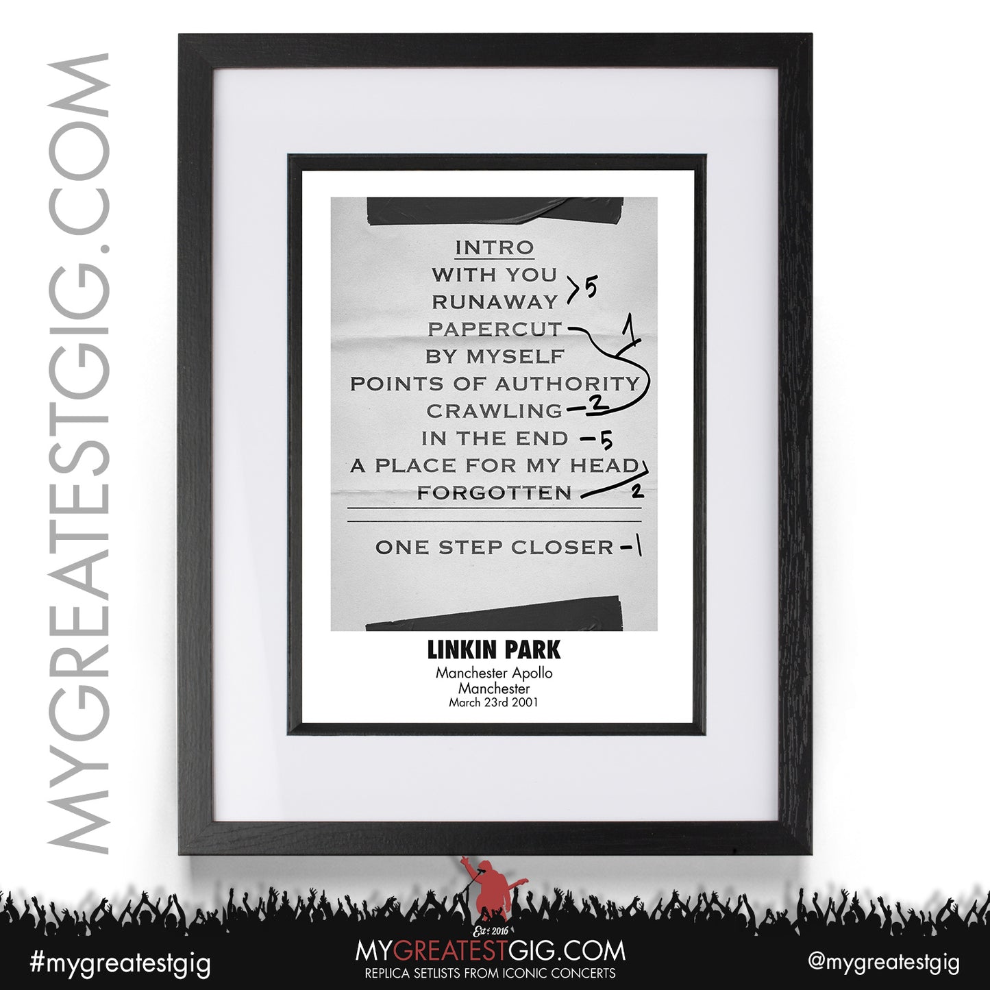Linkin Park - Manchester - March 23rd 2001 Replica Setlist Poster