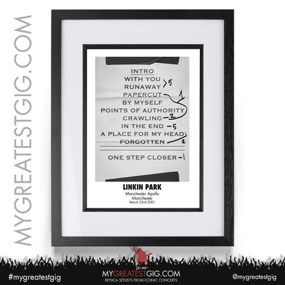 Linkin Park - Manchester - March 23rd 2001 Replica Setlist Poster