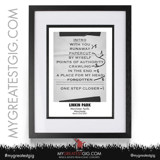 Linkin Park - Manchester - March 23rd 2001 Replica Setlist Poster