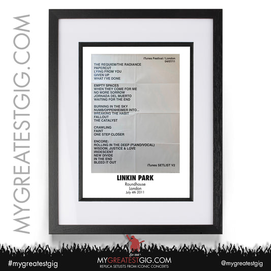 Linkin Park - London Roundhouse - July 4th 2011 Replica Setlist Poster