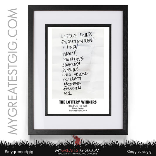Lottery Winners - Manchester - November 15th 2019 Replica Setlist Poster