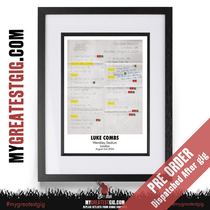 Luke Combs - My Kinda Saturday Night Tour 2026 - Replica Setlist Posters
