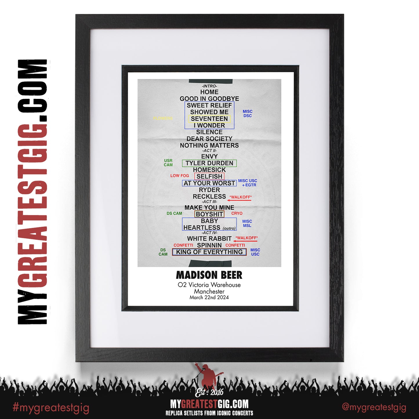 Madison Beer - The Spinnin Tour 2024 -  Replica Setlist Posters