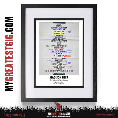 Madison Beer - The Spinnin Tour 2024 -  Replica Setlist Posters