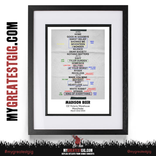 Madison Beer - The Spinnin Tour 2024 -  Replica Setlist Posters