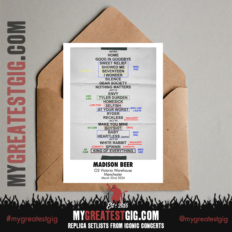 Madison Beer - The Spinnin Tour 2024 -  Replica Setlist Posters