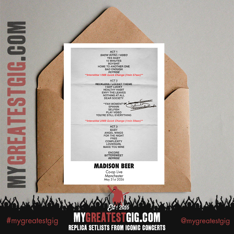 Madison Beer - The Locket Tour 2026 -  Replica Setlist Posters
