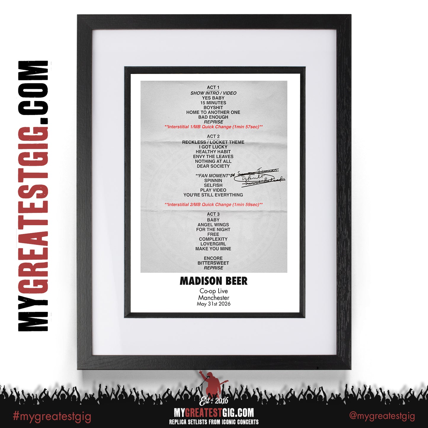 Madison Beer - The Locket Tour 2026 -  Replica Setlist Posters