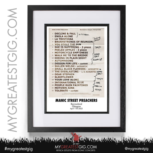 Manic Street Preachers - Critical Thinking - April/May 2025 Replica Setlist Posters