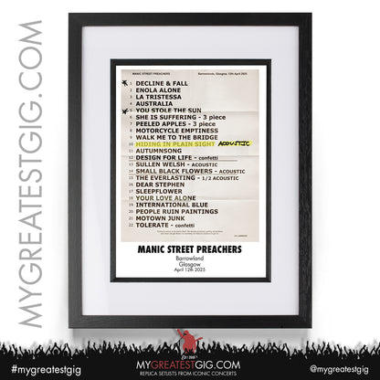 Manic Street Preachers - Critical Thinking - April/May 2025 Replica Setlist Posters