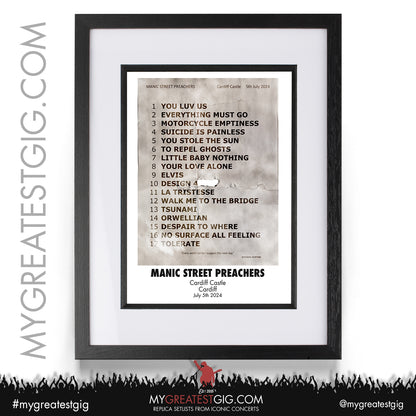 Manic Street Preachers - Cardiff Castle - July 5th / 6th 2024 Replica Setlist Poster