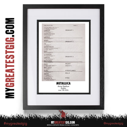 Metallica - M72 World Tour - 2026 Replica Setlist Posters
