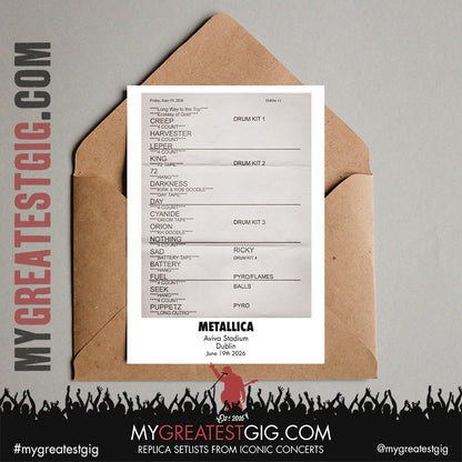 Metallica - M72 World Tour - 2026 Replica Setlist Posters