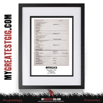 Metallica - M72 World Tour - 2026 Replica Setlist Posters