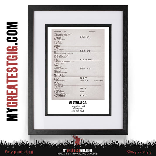 Metallica - M72 World Tour - 2026 Replica Setlist Posters