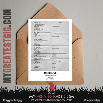 Metallica - M72 World Tour - 2026 Replica Setlist Posters